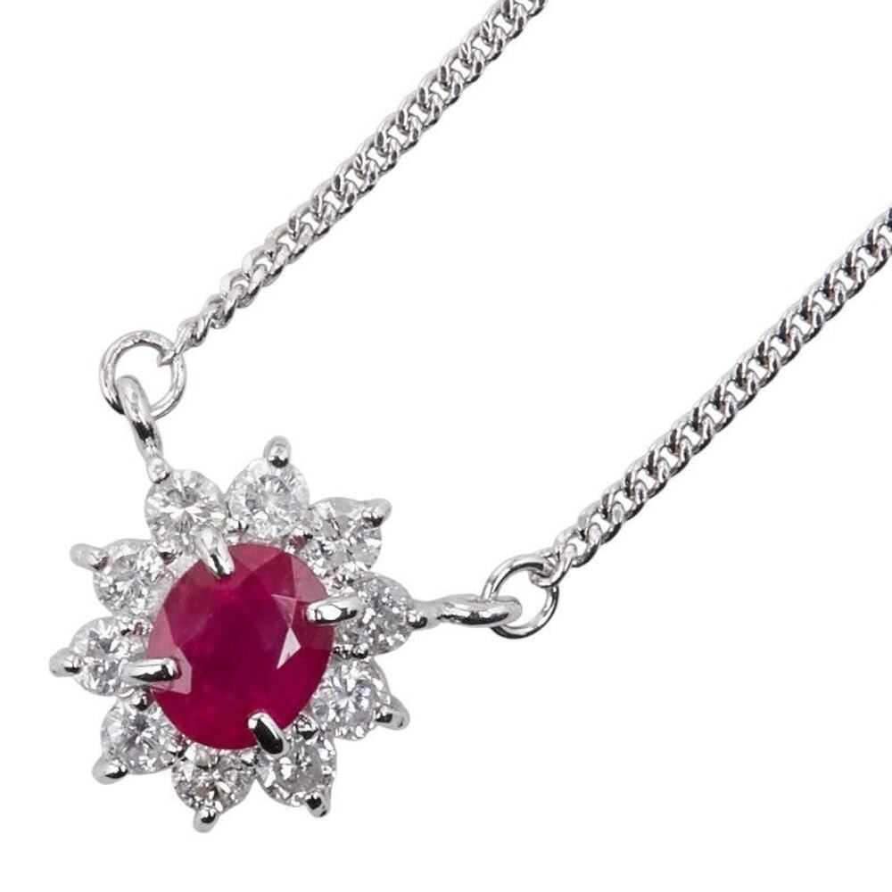 Unbranded Ruby Diamond Platinum 850 Necklace Silver